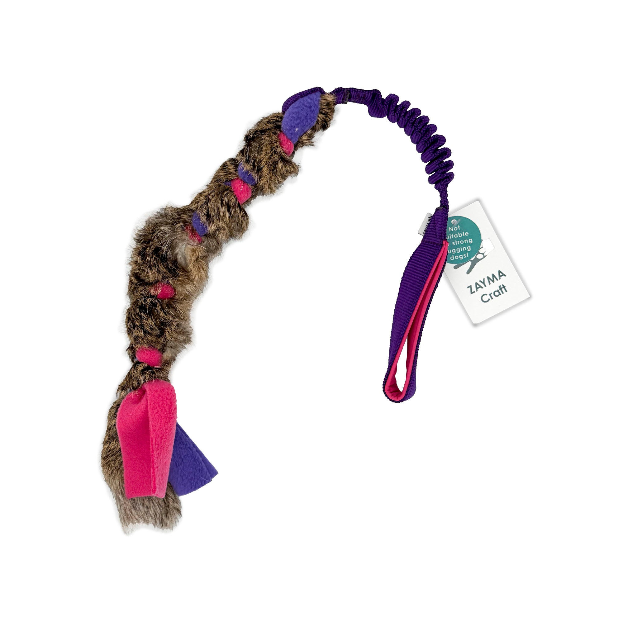 Zayma Craft flettet trækkelegetøj kanin og fleece - lilla/fuschia